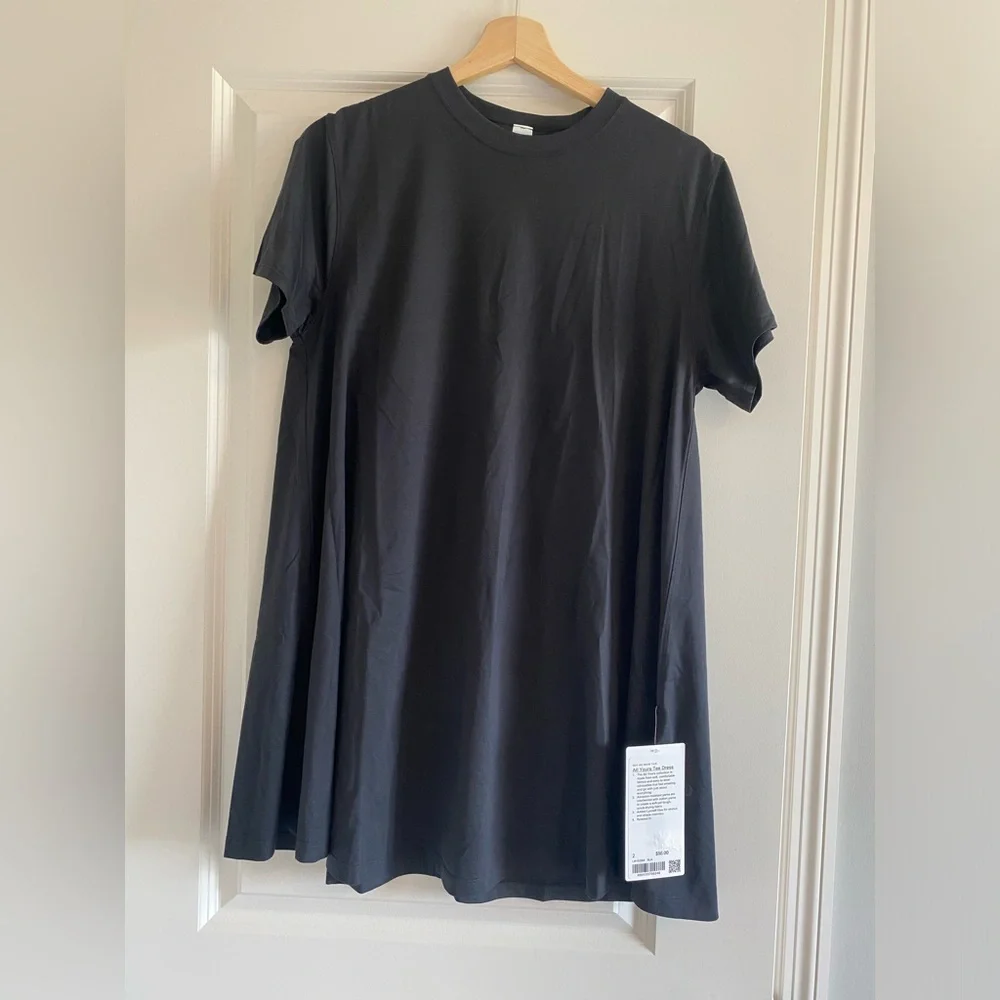 Lululemon All Yours Tee Dress Pima Cotton Size 2 Black New